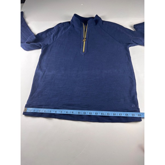 Lilly Pulitzer Luxletic Atleisure Navy Blue Quarter Zip Pullover Gold Hardware M - Picture 9 of 10